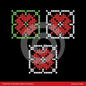 Traditional Palestinian Embroidery Pattern. Damascus Rose Motif