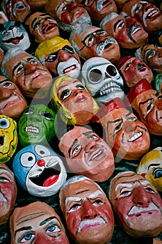 Traditional paper masks for New Year celebration photo