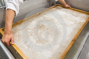 The traditional papermaking photo