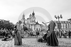 Traditional parade of bands at eagle in Prague