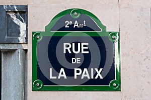 Traditional Parisian street sign with \