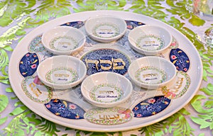 Modern Passover Seder table in Tel Aviv photo