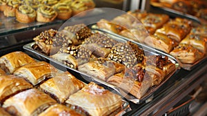 Traditional pastries such as baklava and maamoul are sold in colorful markets and local bakeries tempting passersby with photo