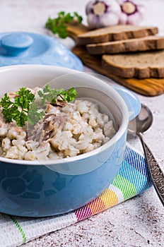 Traditional pearl barley porridge