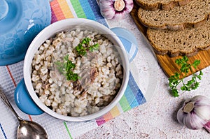 Traditional pearl barley porridge