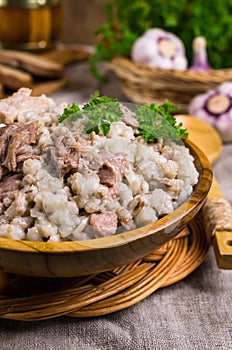 Traditional pearl barley porridge