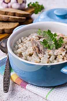 Traditional pearl barley porridge