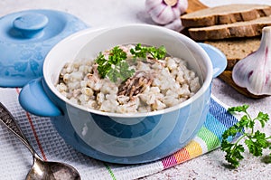 Traditional pearl barley porridge