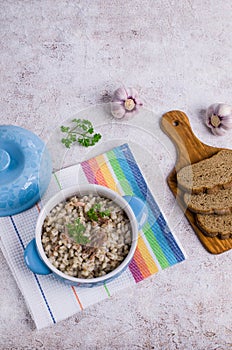 Traditional pearl barley porridge