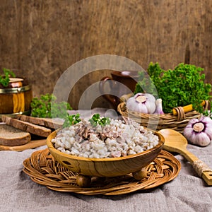 Traditional pearl barley porridge