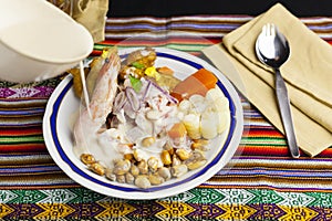 Delicious traditional Peruvian ceviche plated.