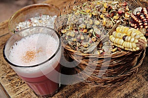 Traditional peruvian drink `chicha morada`