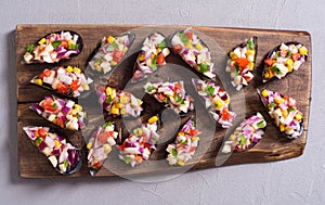 Traditional  Peruvian food background with mussels photo