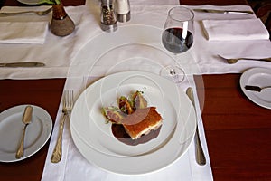 Traditional Peruvian Meal Called Chicharron de Panceta de Cerdo photo