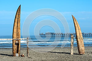 Traditional Peruvian small Reed Boats