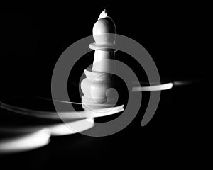 Traditional plastic chess pieces black and white photo