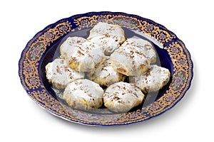 Traditional plate with fresh baked Moroccan mini bastella