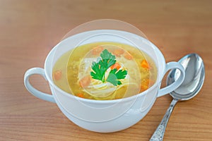 Traditional Polish chicken broth with carrot parsley.
