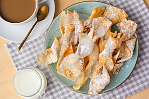 Traditional Polish crispy pastry twists made for Carnival time