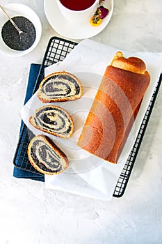 Traditional polish festive pastry - Makowiec- Poppy seed roll on