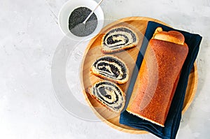 Traditional polish pastry - Makowiec- Poppy seed roll served on