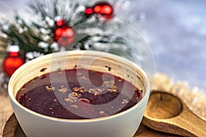 Traditional Polish soup made of red beetroot