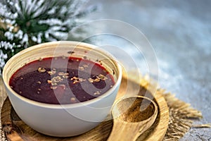 Traditional Polish soup made of red beetroot