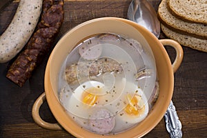 Traditional polish Zurek, easter soup.