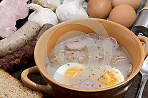 Traditional polish Zurek, easter soup.