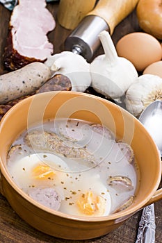 Traditional polish Zurek, easter soup.