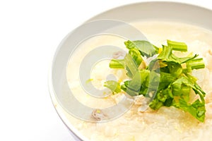 Traditional porridge rice gruel in bowl