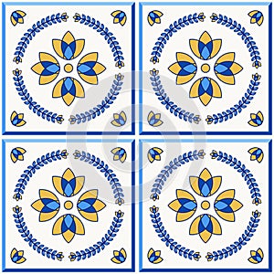 Traditional Portugal Lisbon azulejo ceramic cement  tiles pattern