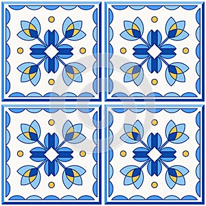 Traditional Portugal Lisbon azulejo ceramic cement  tiles pattern