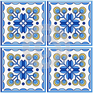 Traditional Portugal Lisbon azulejo ceramic cement  tiles pattern