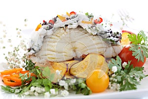 Traditional portuguese christmas dish - boiled cod