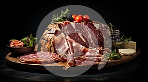 Traditional portuguese dry cured ham, presunto portugues photo