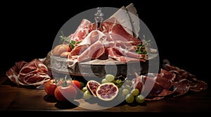 Traditional portuguese dry cured ham, presunto portugues photo