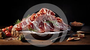 Traditional portuguese dry cured ham, presunto portugues photo