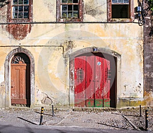 Traditional portuguese house with red door