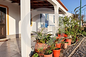 Traditional portuguese house in a small village at the Rota Vicentina - residential building in early spring, Alentejo Portugal