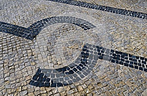 Traditional portuguese stone mosaic calcade