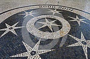 Traditional portuguese stone mosaic calcade