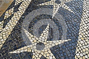 Traditional portuguese stone mosaic calcade