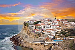 Traditional portuguese village Azenhas De Mar on a cliff in Portugal photo
