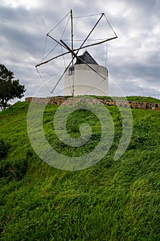 A traditional Portuguese windmill near the Algarve town of Odeceixe, Portugal