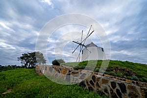 A traditional Portuguese windmill near the Algarve town of Odeceixe, Portugal