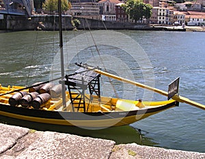 Traditional Portwine transport boat on the Douro river