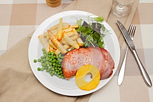 Gammon steak with a pineapple ring