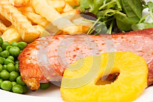 Gammon steak with a pineapple ring