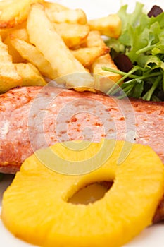 Gammon steak with a pineapple ring